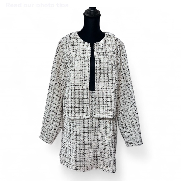 Shein Curve Other - SHEIN CURVE Tweed Jacket & Skirt Set With Button Design On The Skirt 0XL